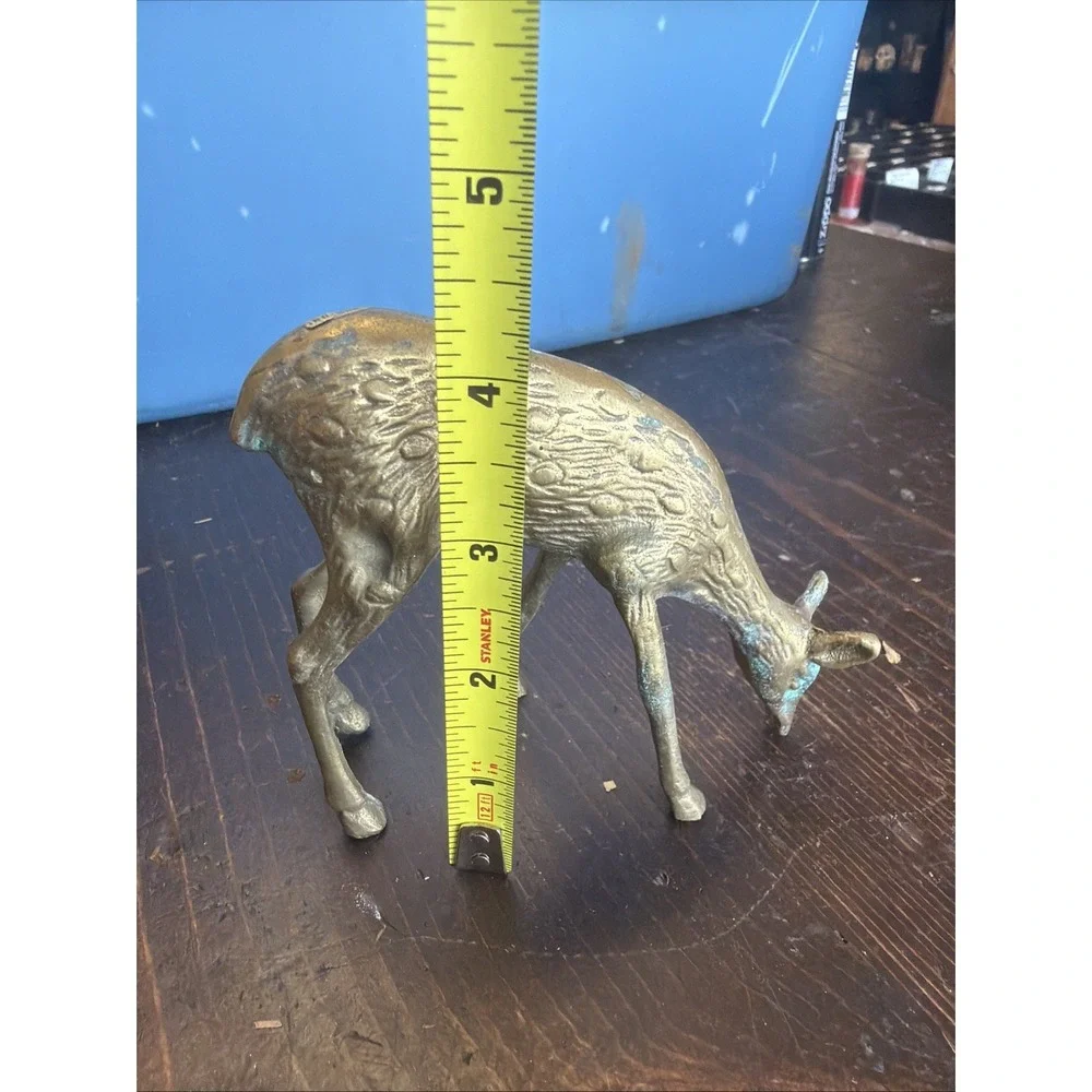 Vintage Brass Spotted Deer Grazing Doe (T)...